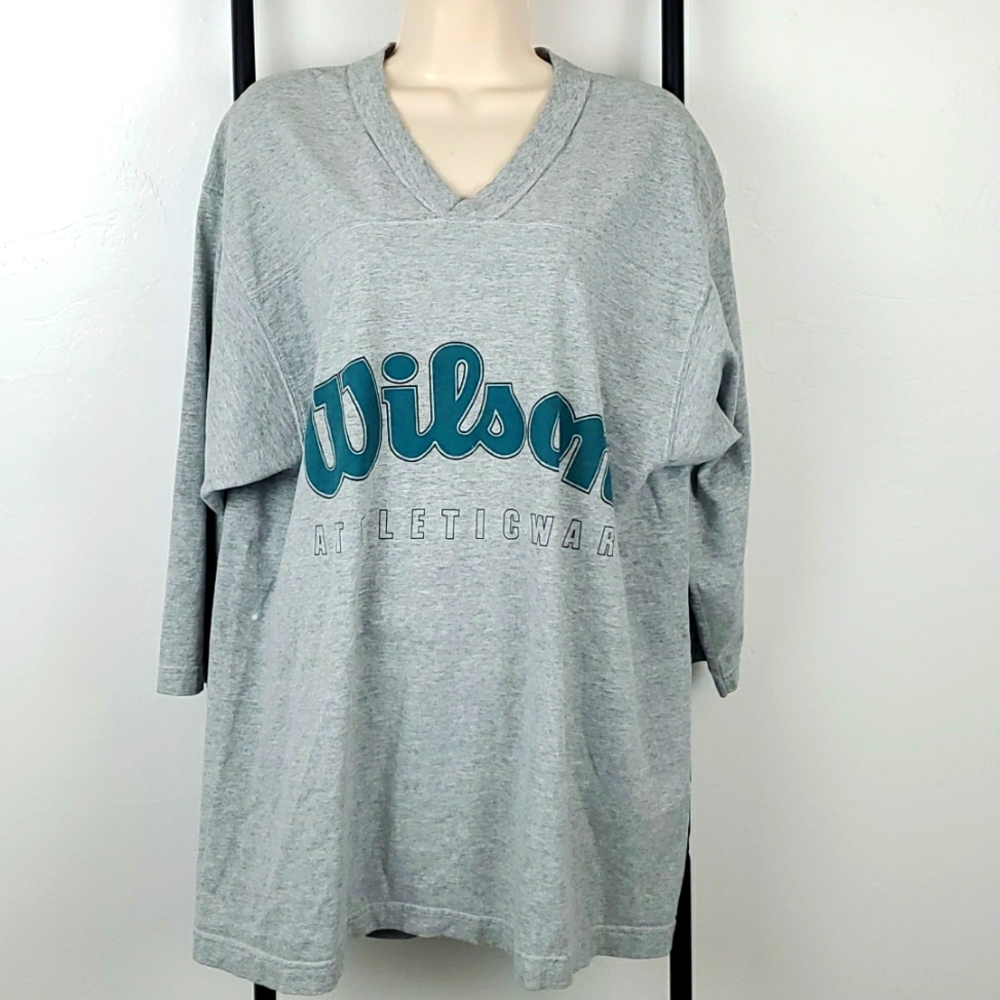 Vintage Wilson Athletic Wear t-shirt graphic long sleeve top gray men size L